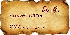 Sztahó Géza névjegykártya