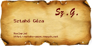Sztahó Géza névjegykártya