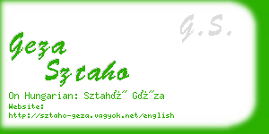 geza sztaho business card